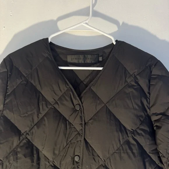 $425 Jenni Kayne Park Down Jacket Quilted Snap Button Classic Black XS - Picture 6 of 10